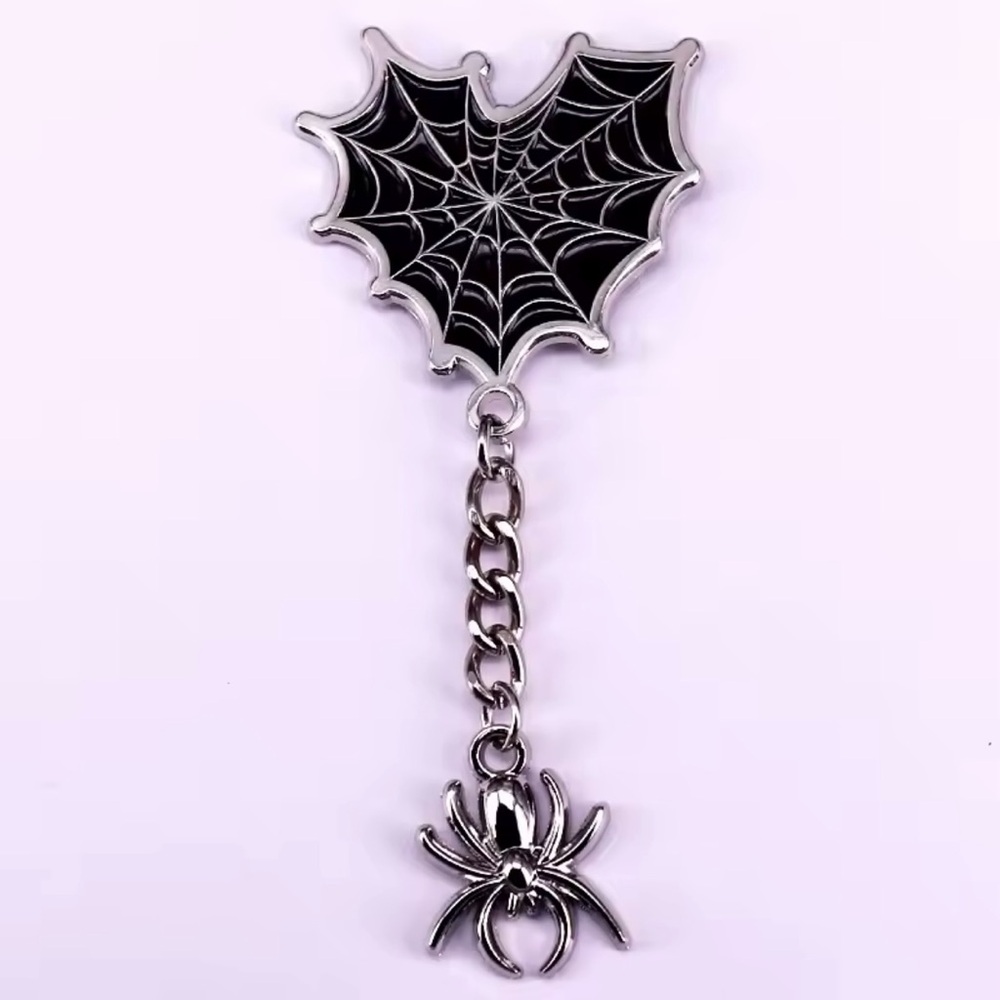 Spider Web & Spider Enamel Pin - Gothic and Spooky Design